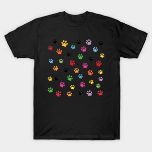 Colorful paw prints pattern T-Shirt